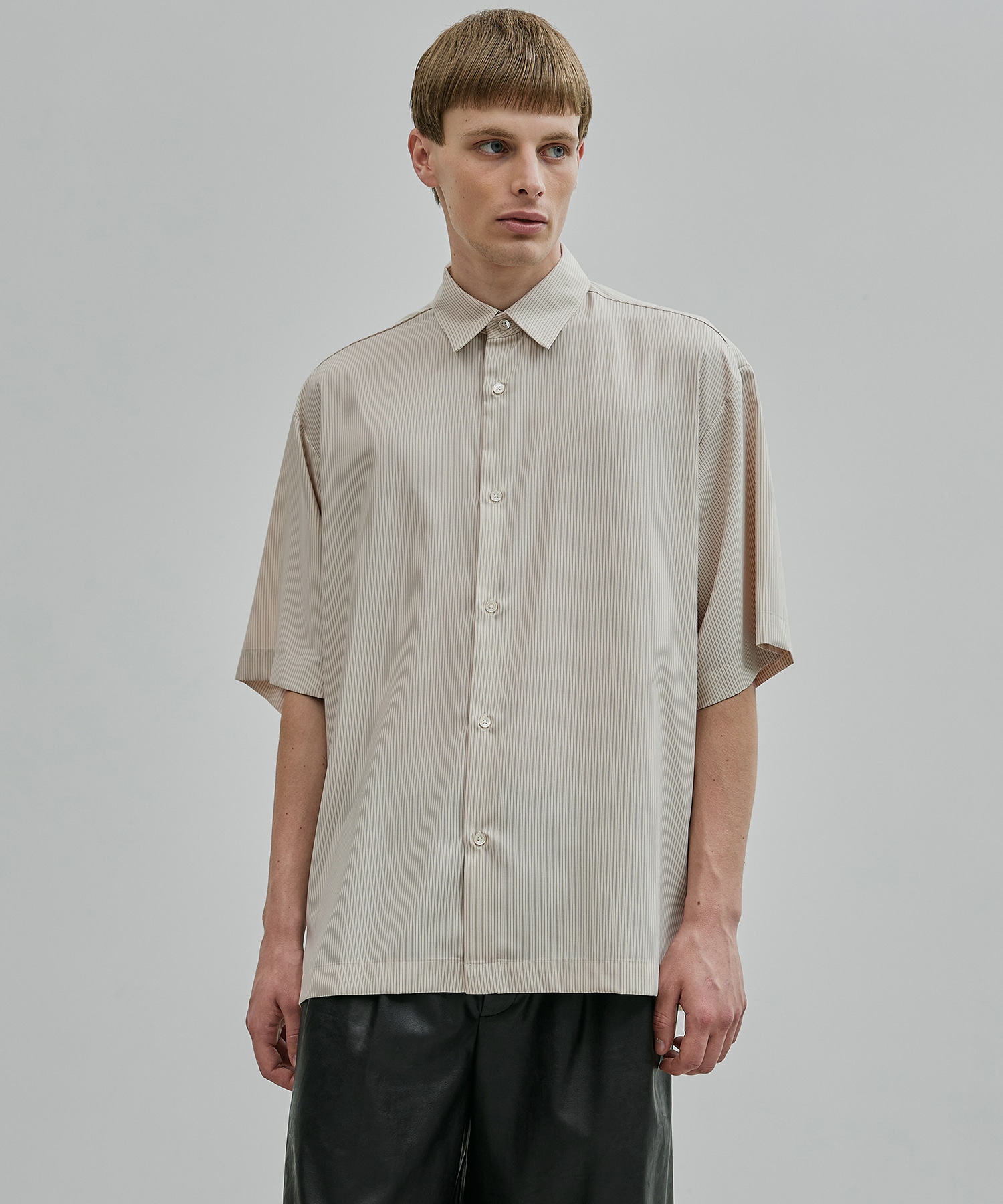 DRY RAYON ストライプショートスリーブシャツ