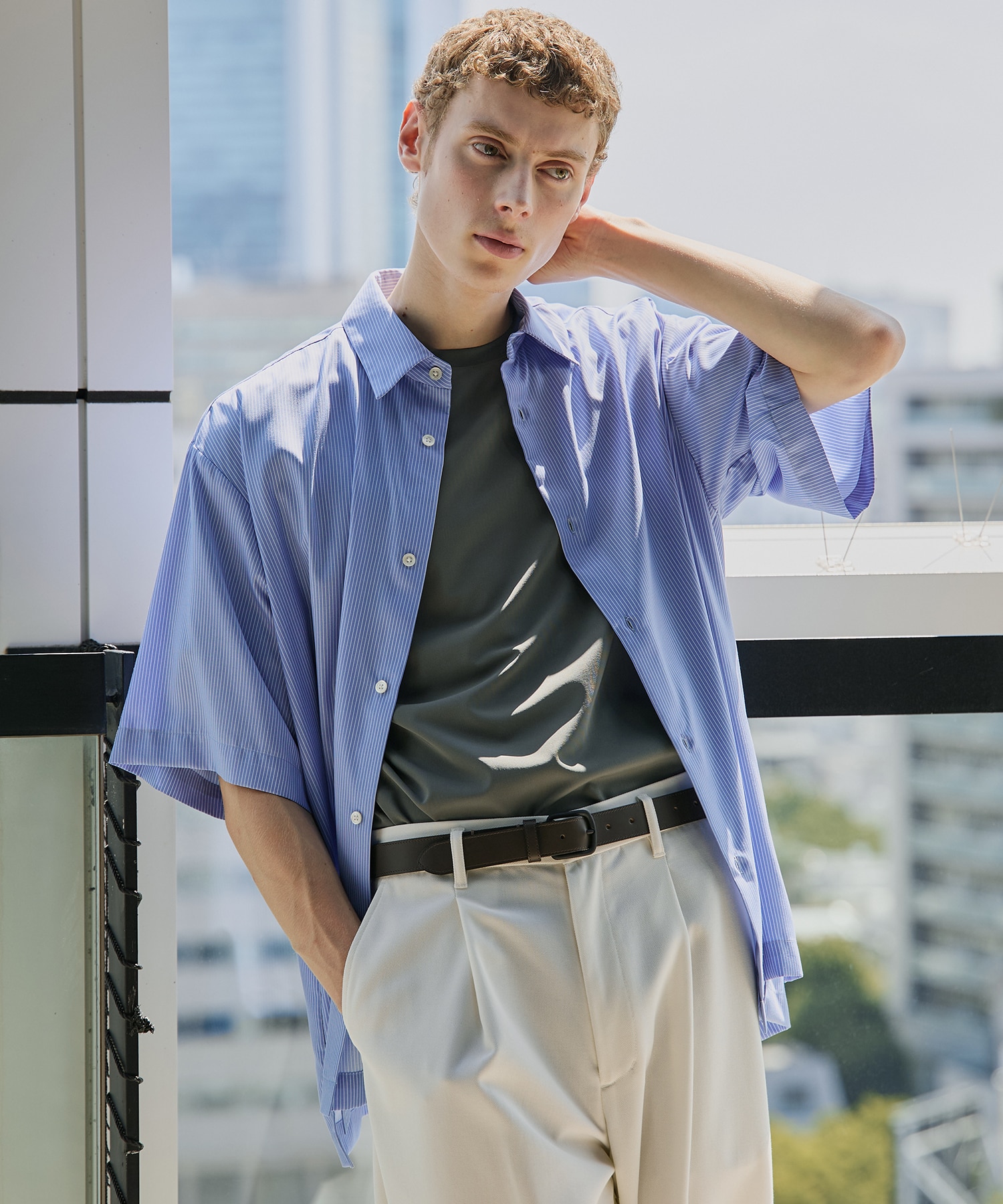 【一部店舗限定】DRY RAYON ストライプショートスリーブシャツ