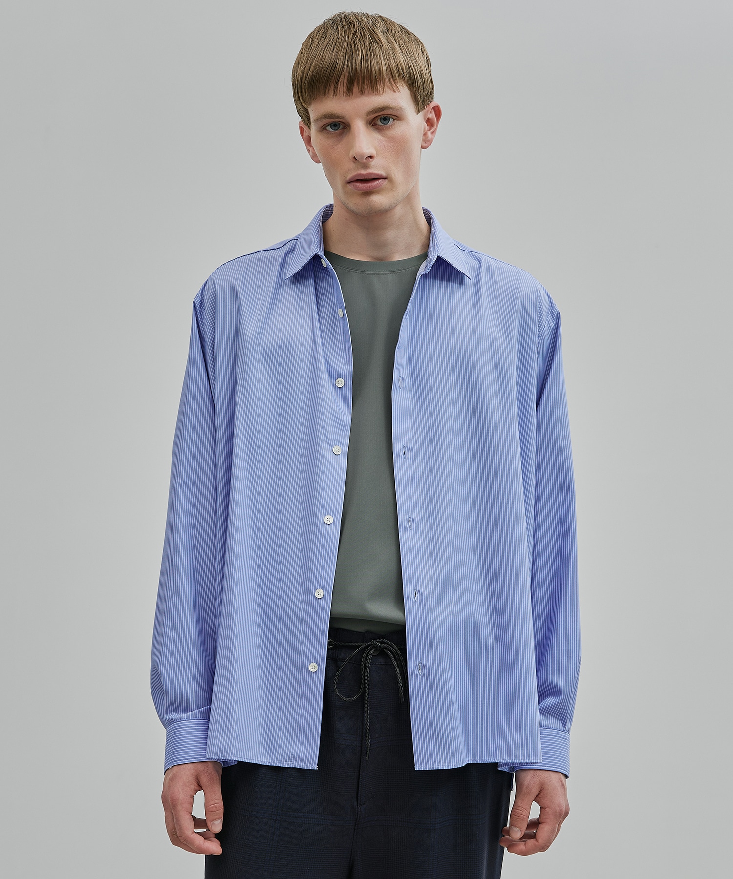 DRY RAYON ストライプリラックスシャツ