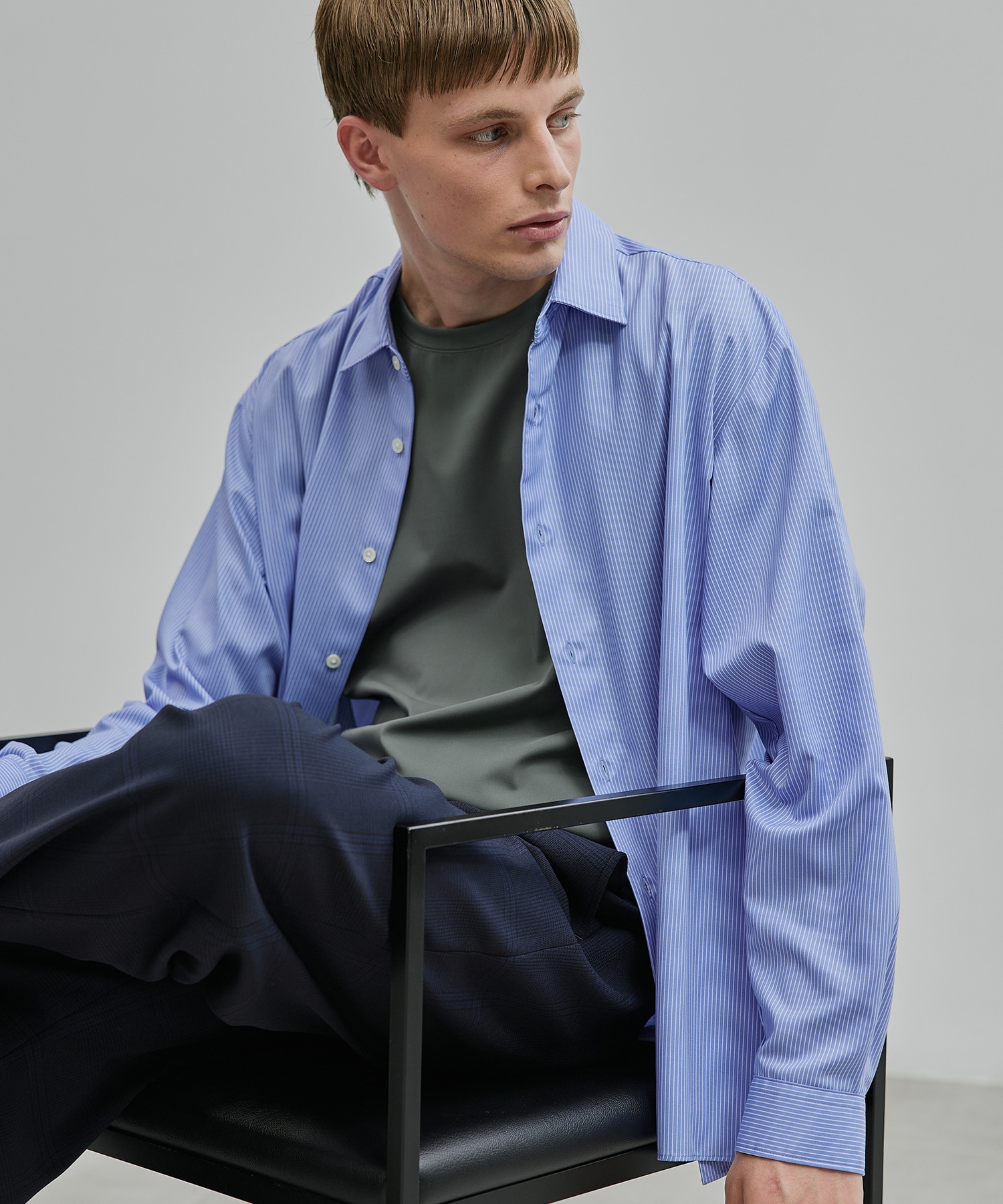 DRY RAYON ストライプリラックスシャツ