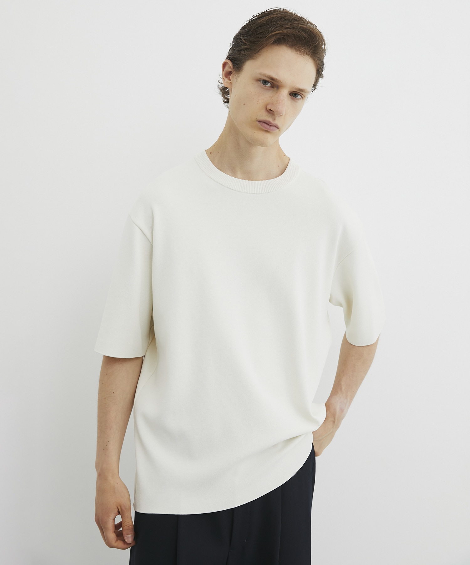 18G サーブルストレッチクルーネックニットTEE