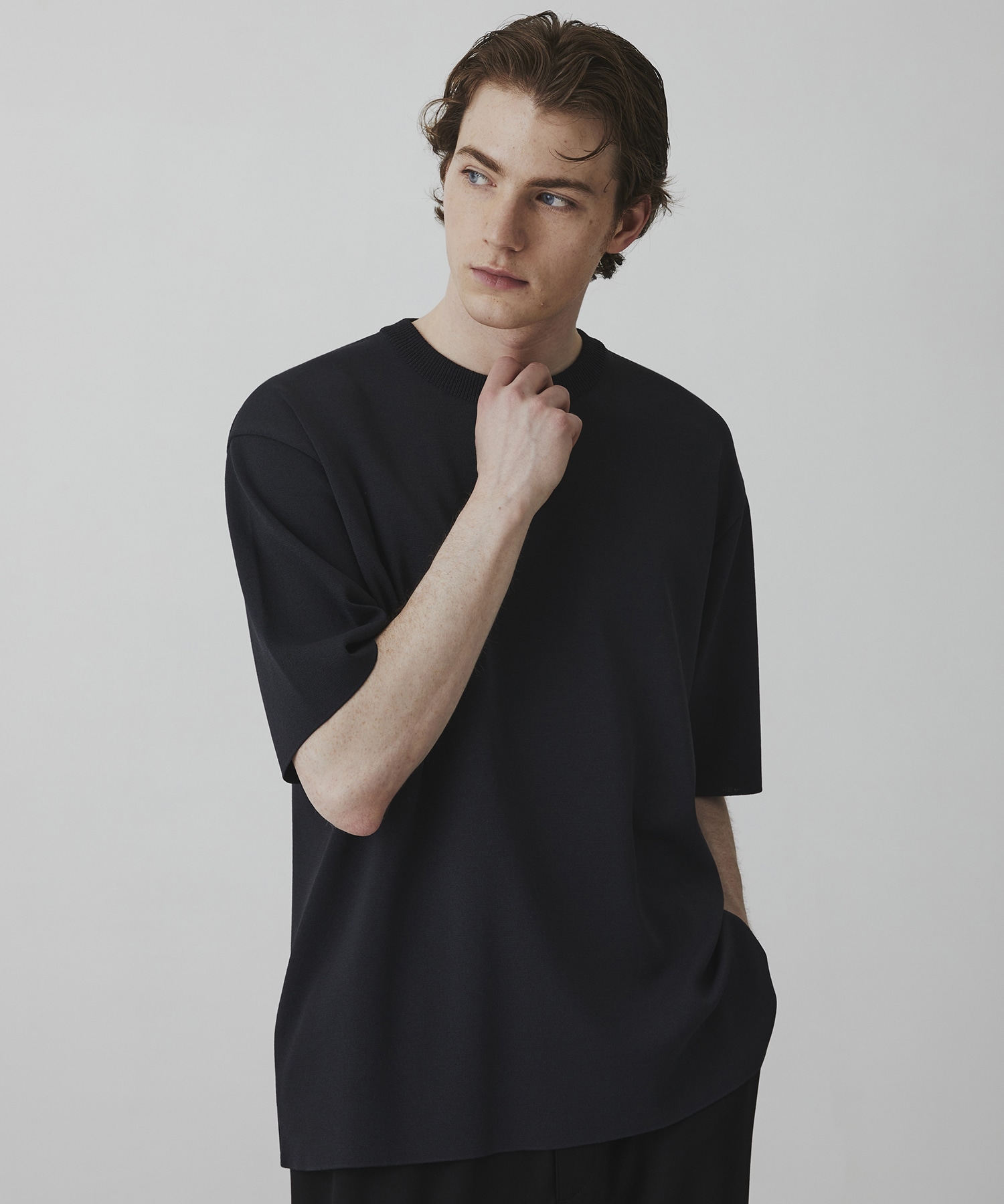 18G サーブルストレッチクルーネックニットTEE
