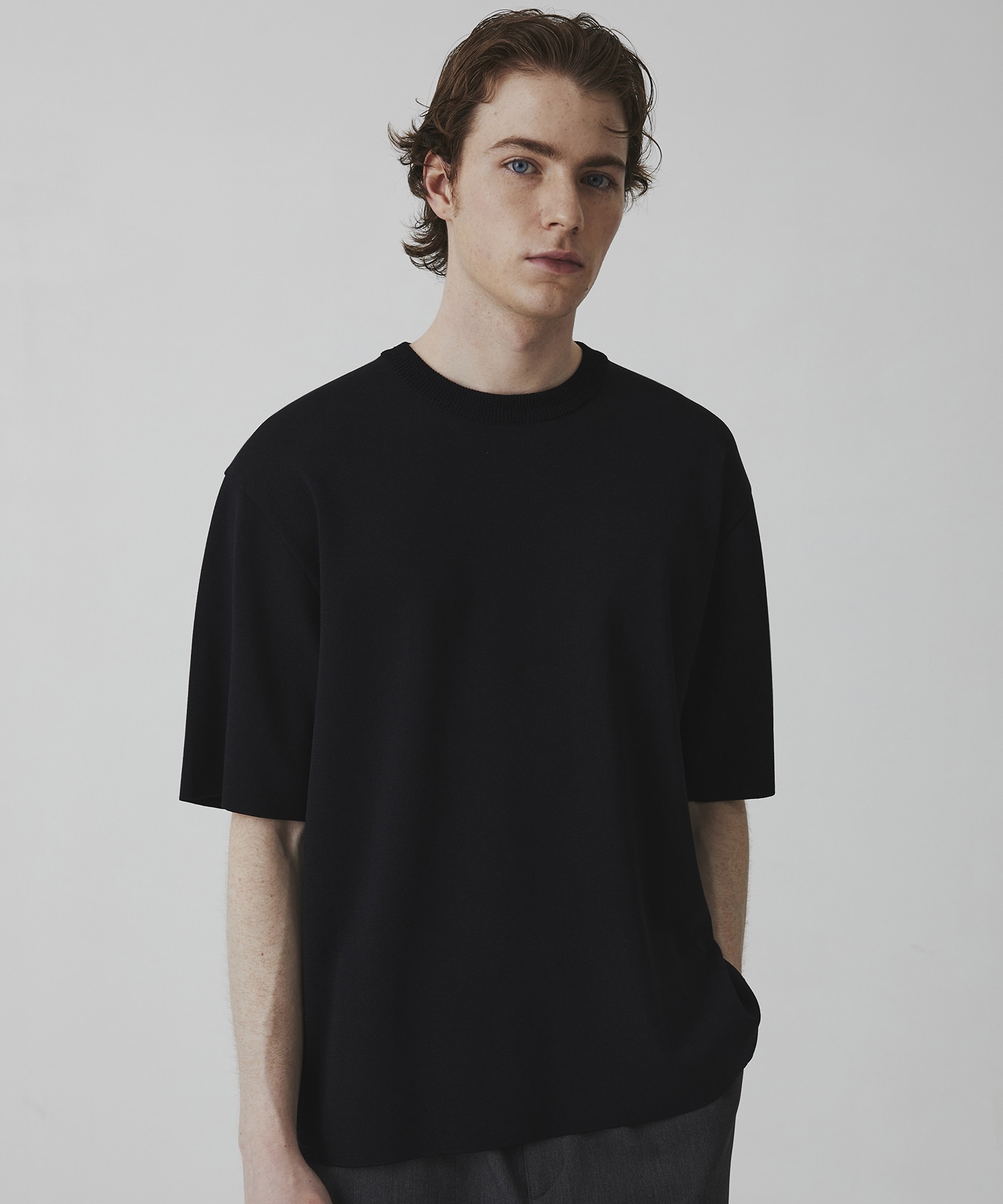 18G サーブルストレッチクルーネックニットTEE