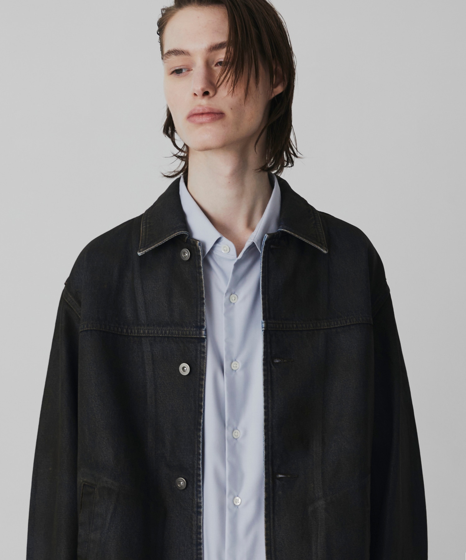 コーティングデニムカバーオール