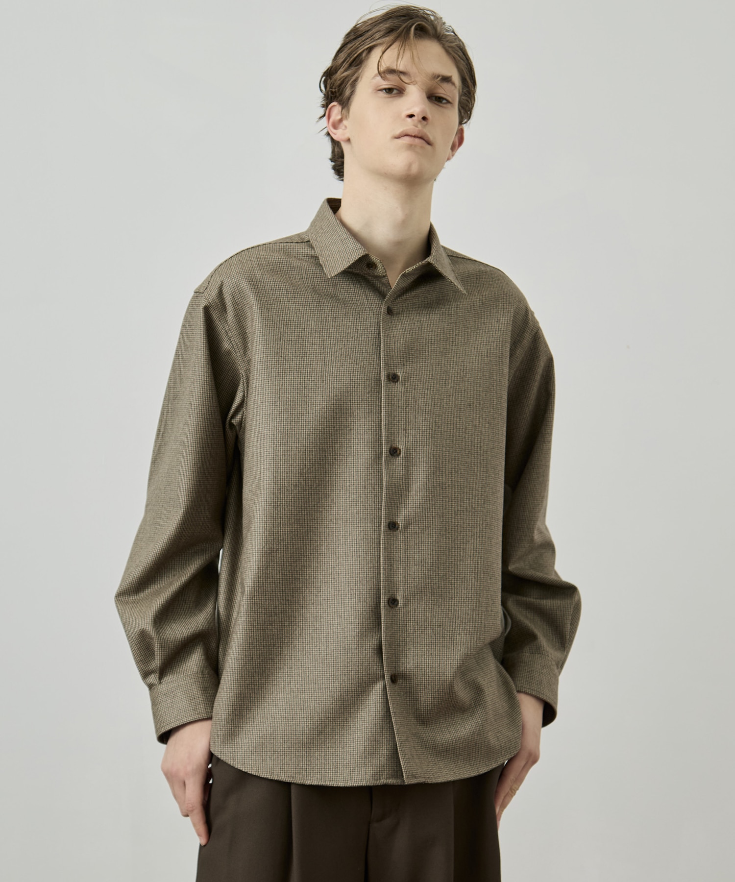 ウールフラノ レギュラーカラーシャツ