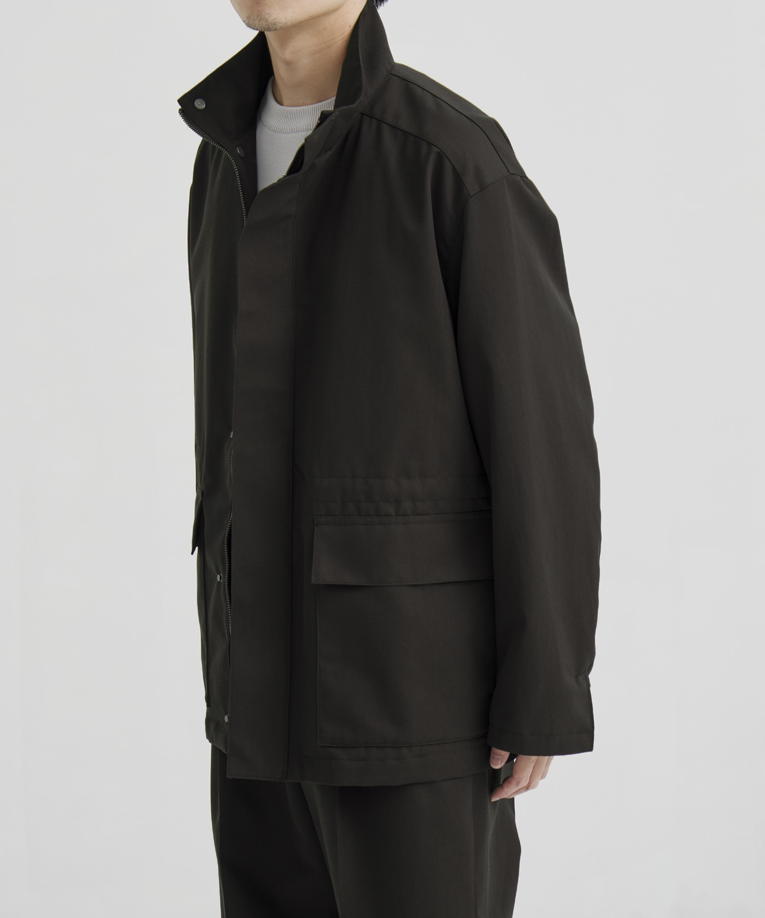 WOOL COTTON ギャバ スタンドカラーブルゾン