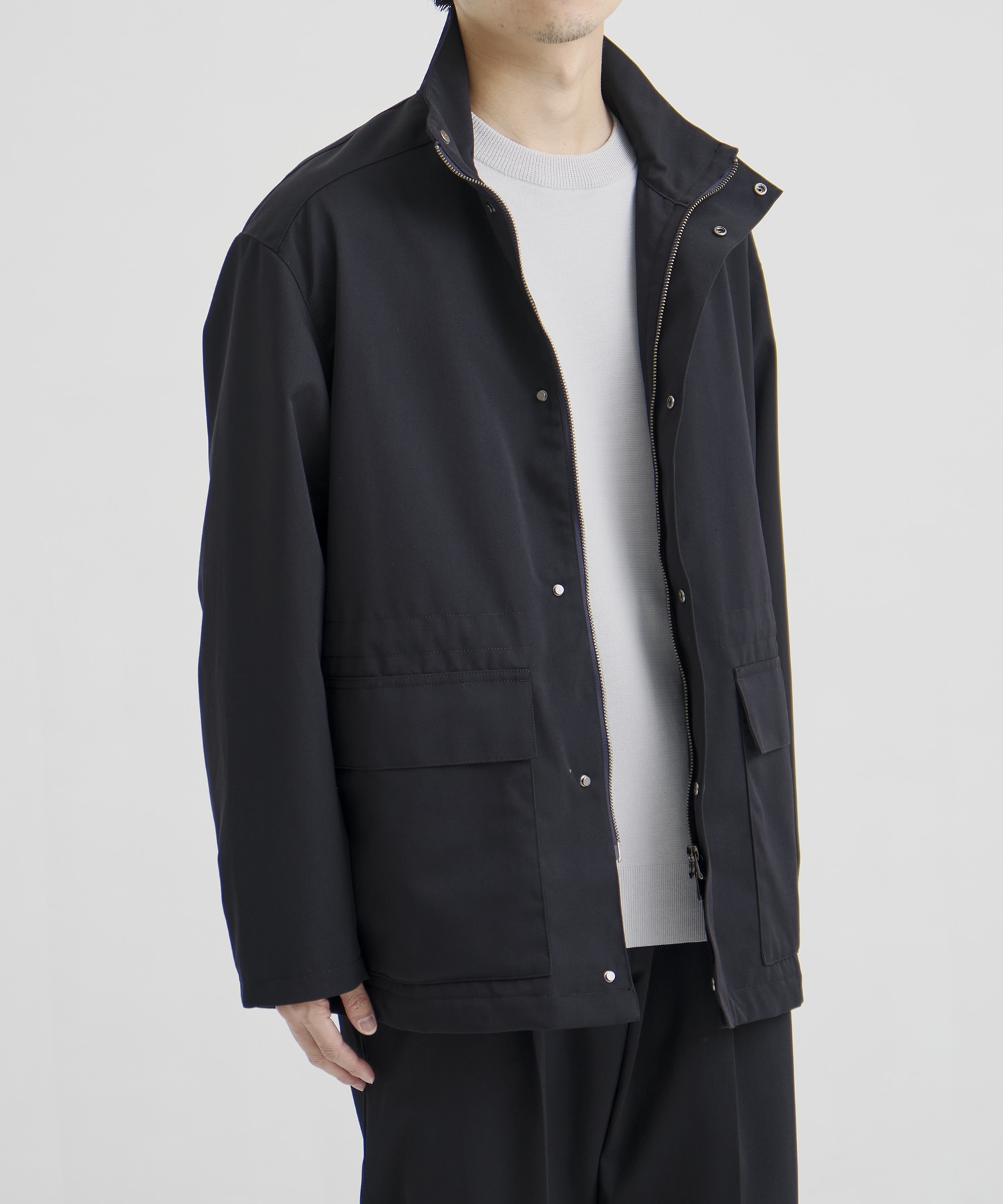 WOOL COTTON ギャバ スタンドカラーブルゾン