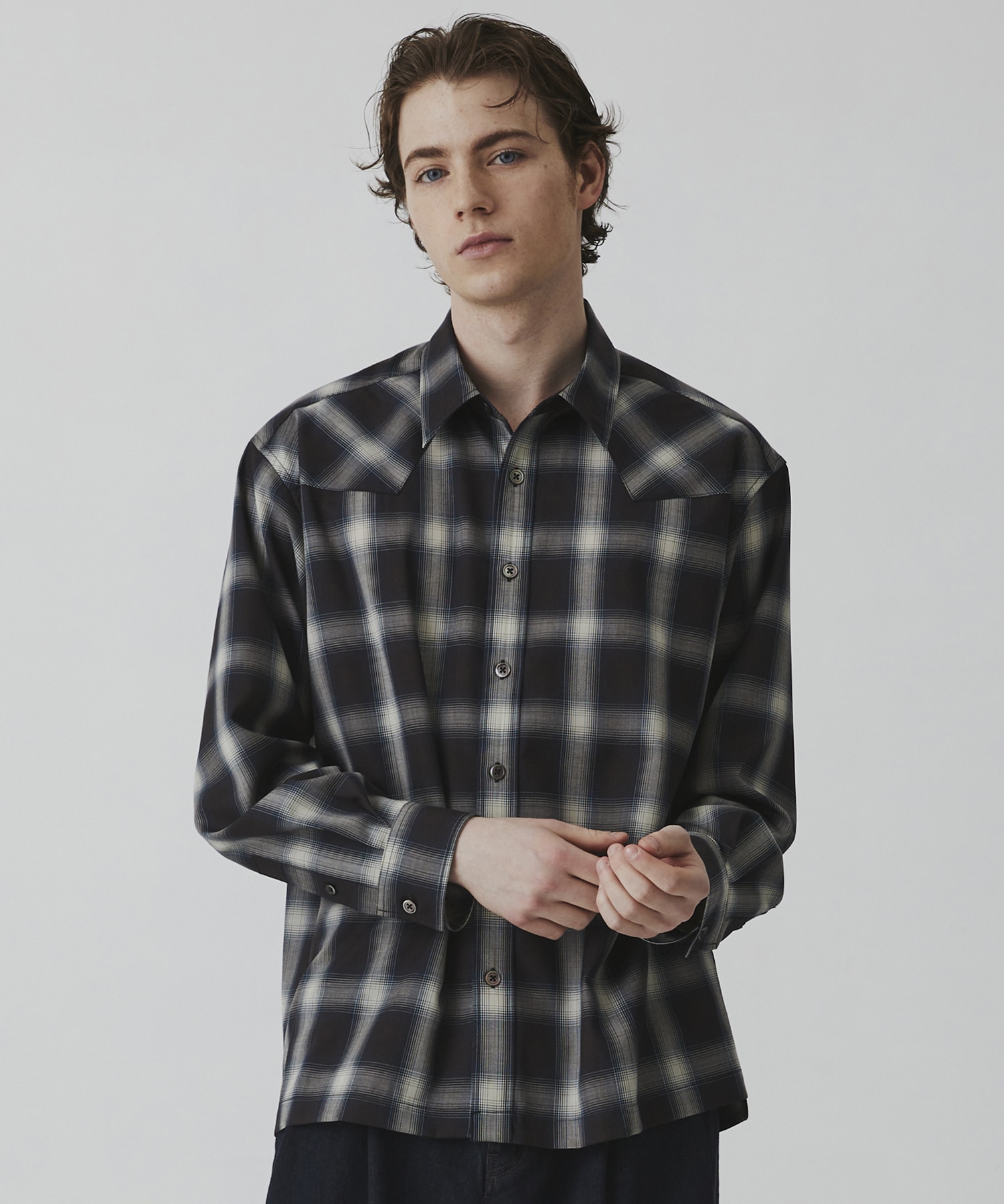 ウールオンブレチェック ウエスタンシャツ