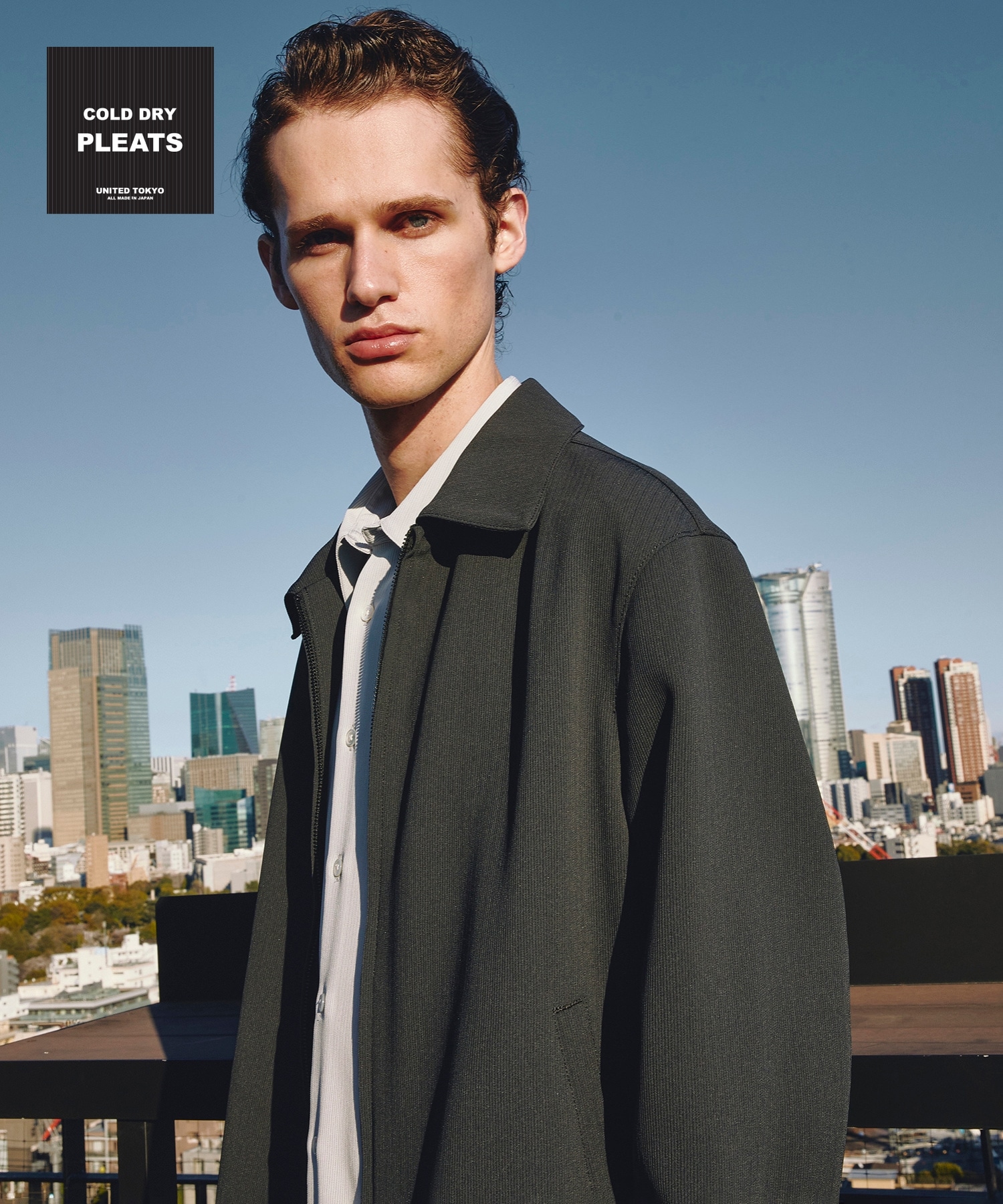 COLD DRY PLEATS ハリントンブルゾン