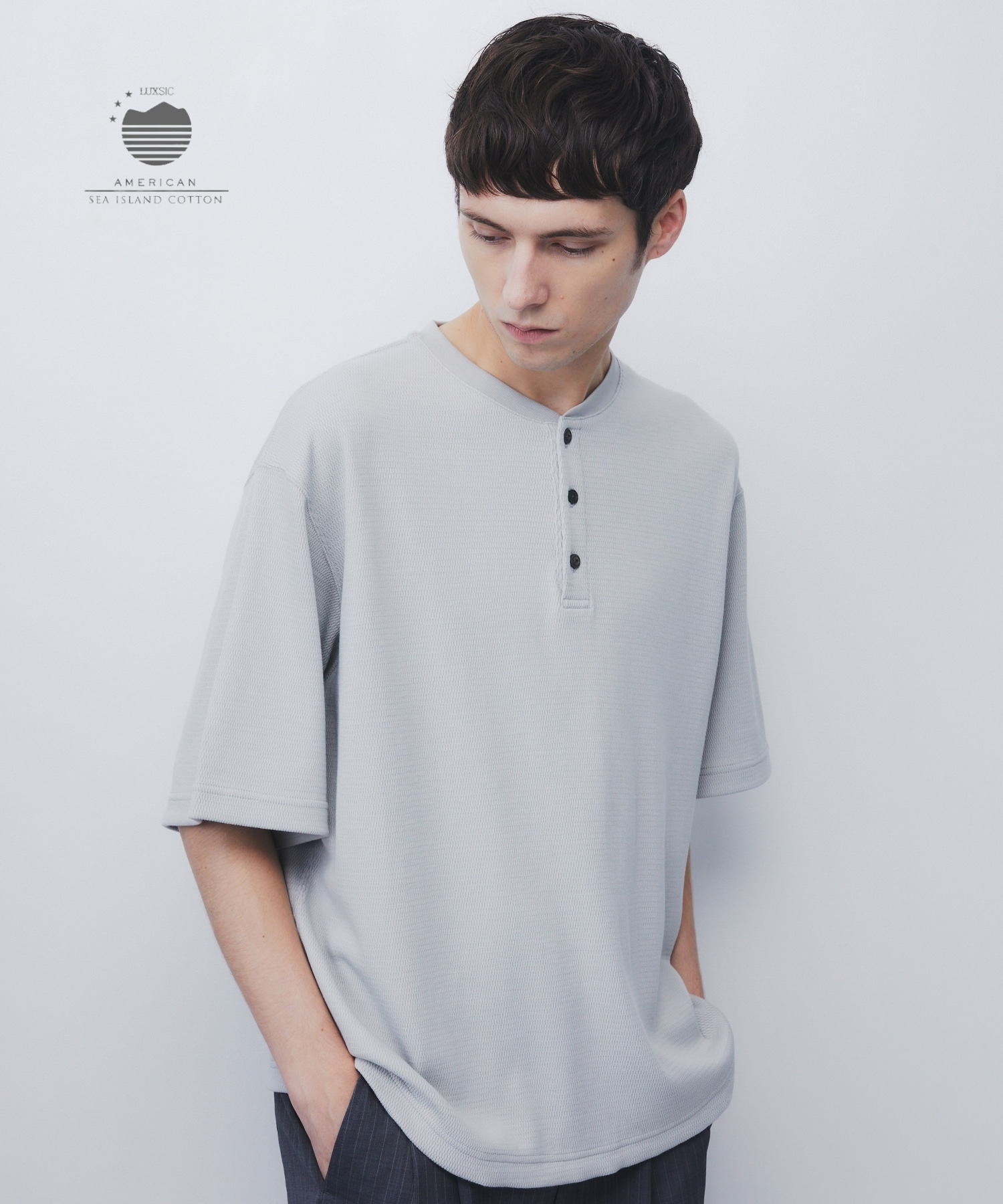 SEA ISLAND COTTON THERMAL HENRY TEE