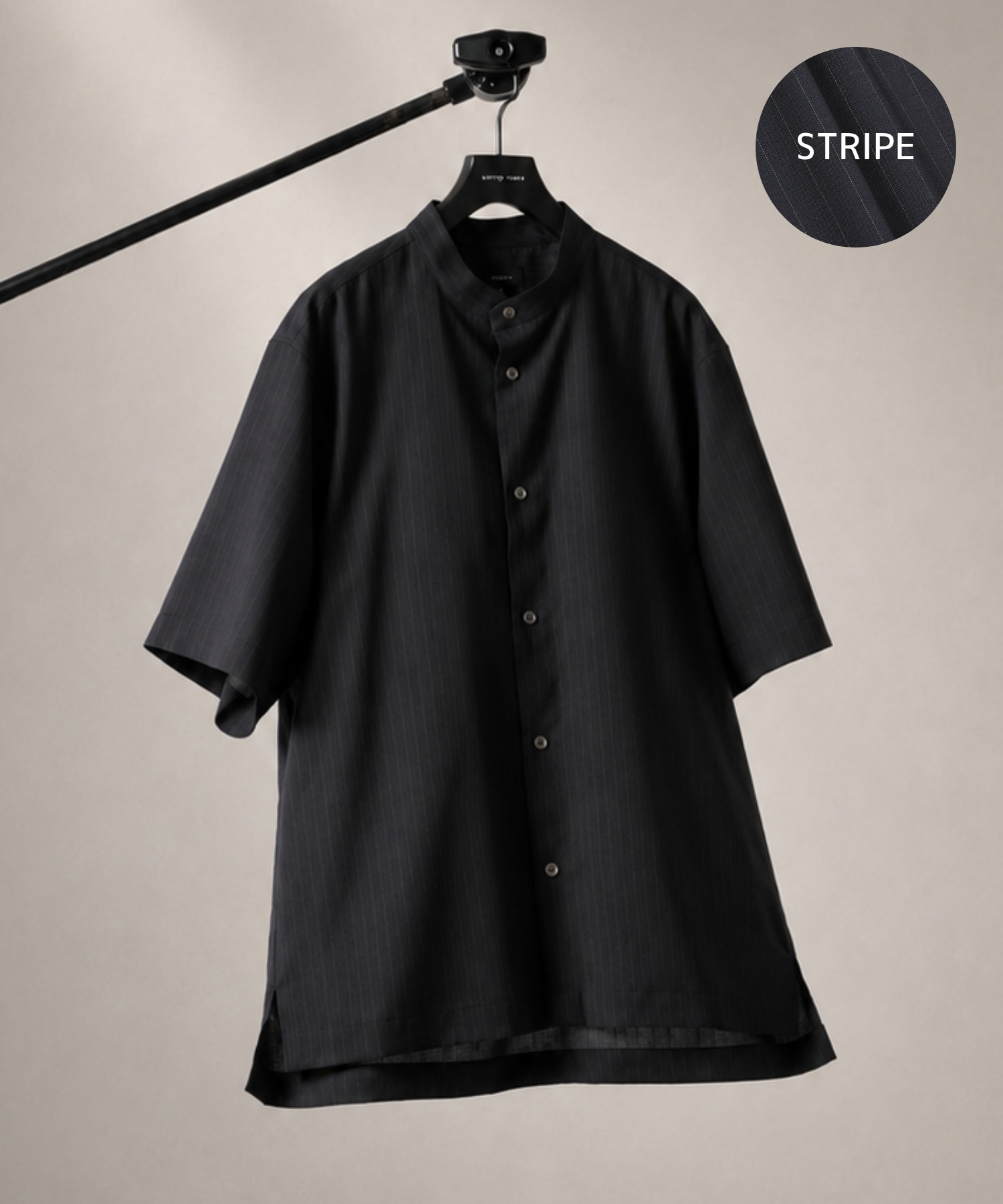 AIR WOOL ストライプバンドカラーシャツ
