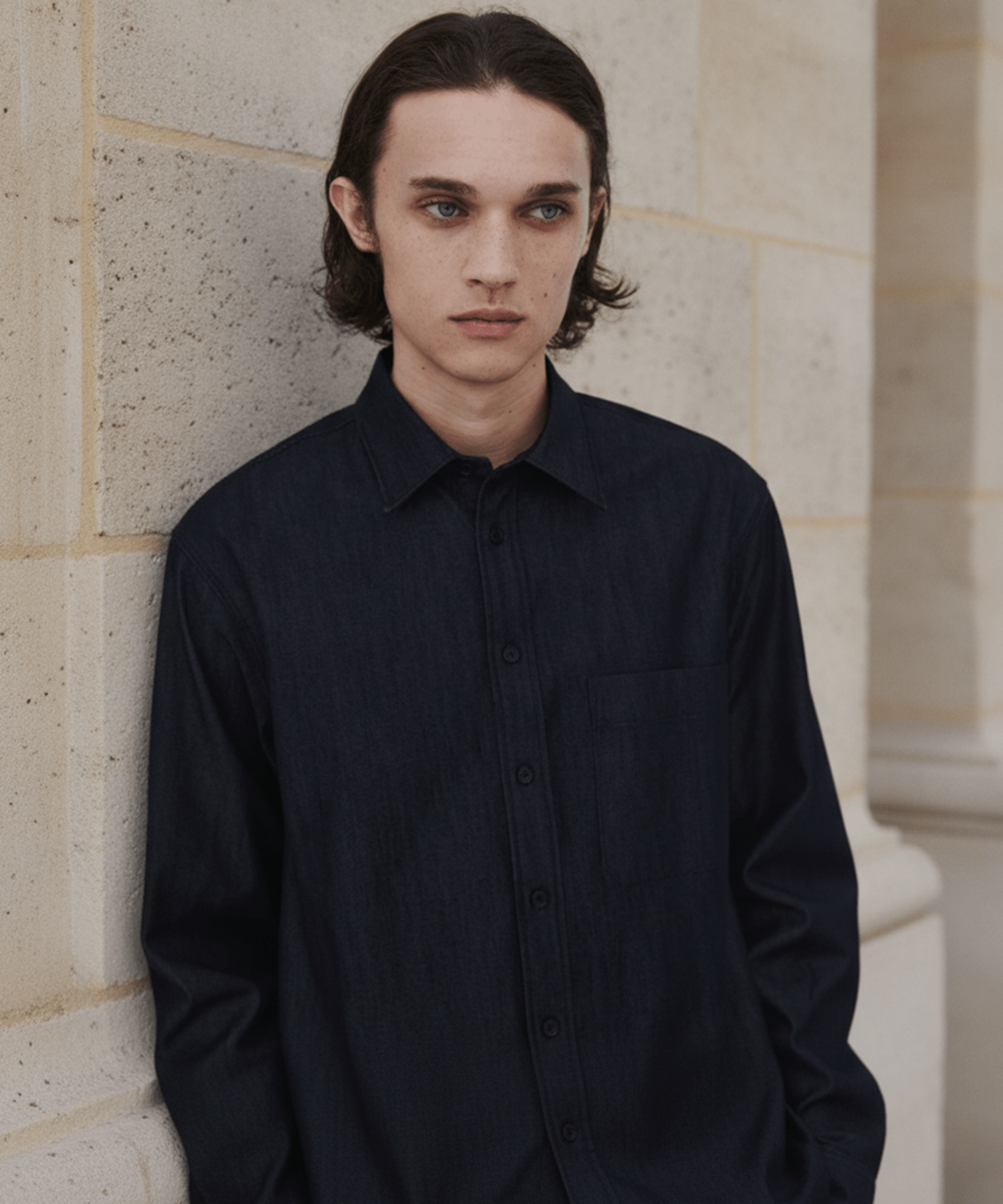 〈数量限定〉SILK DENIM RELAX SHIRT