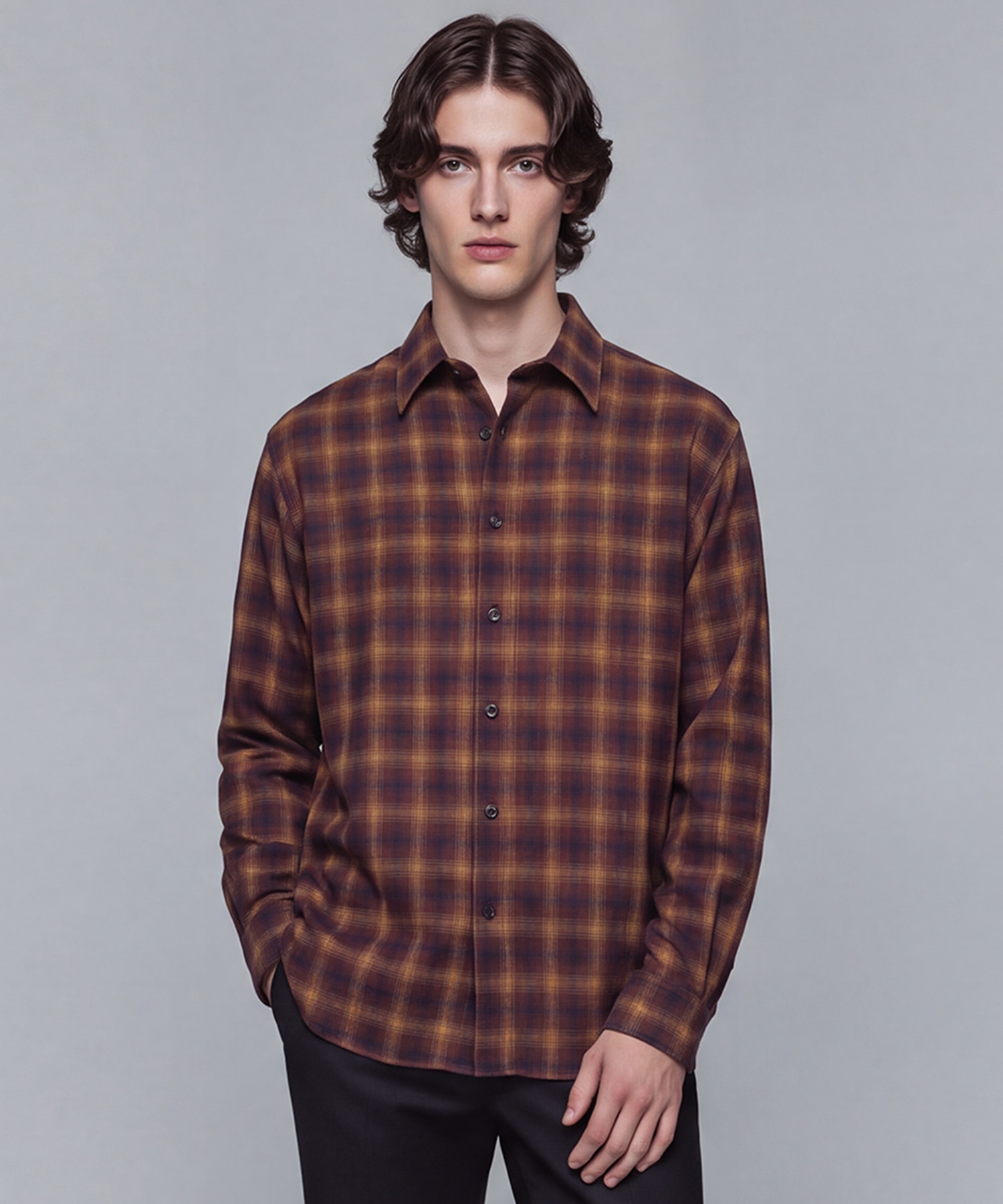 WOOL NYLON OMBRE CHECK SHIRT