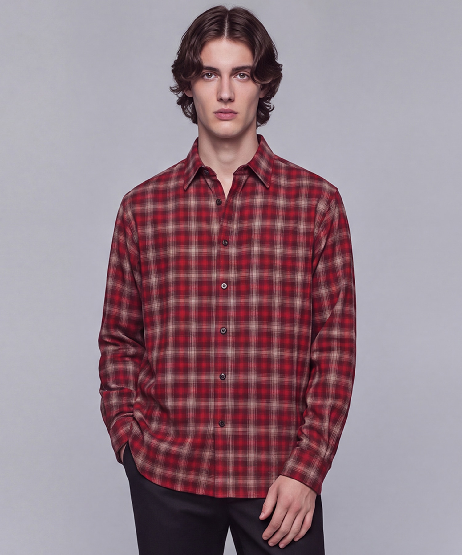 WOOL NYLON OMBRE CHECK SHIRT