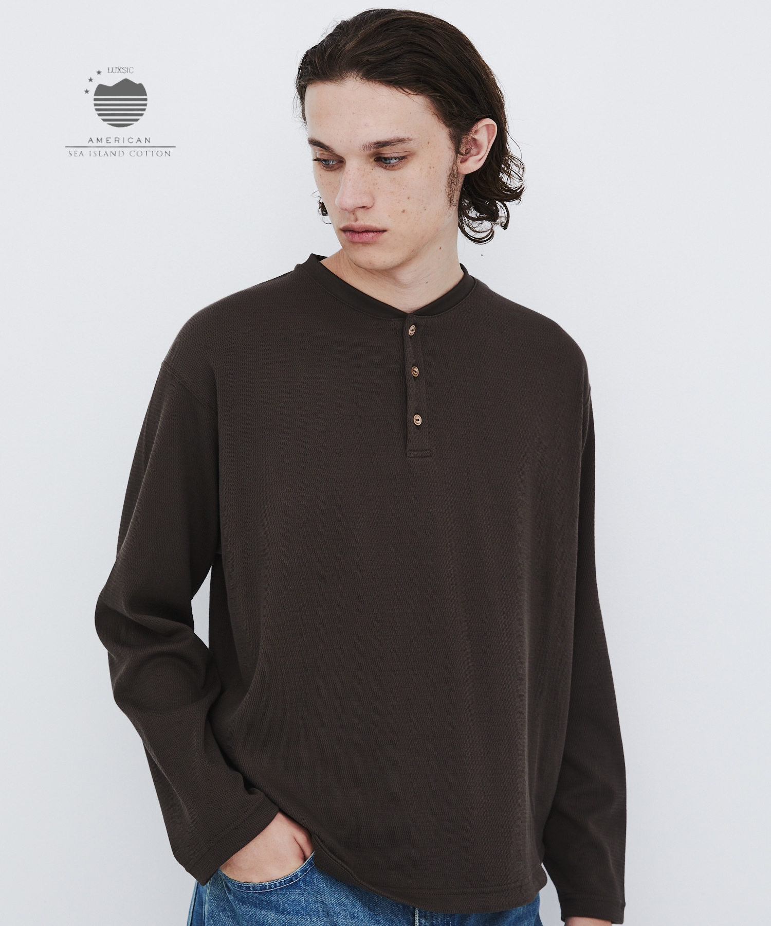 SEA ISLAND COTTON THERMAL HENRY LSTEE