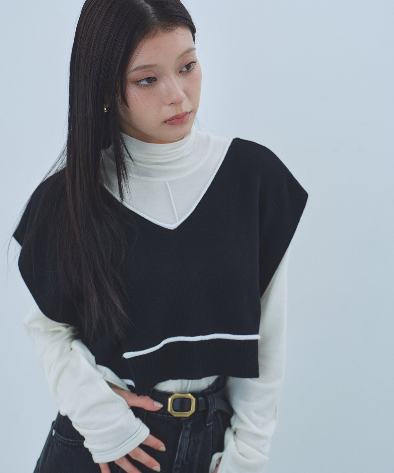 バックロングラインニットベスト