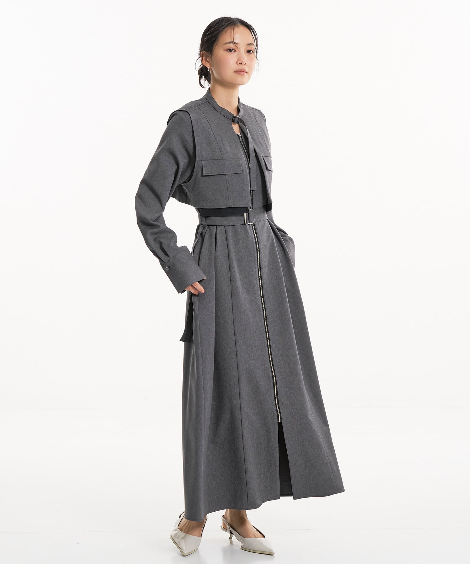 ポケットベストSETジッパーワンピース