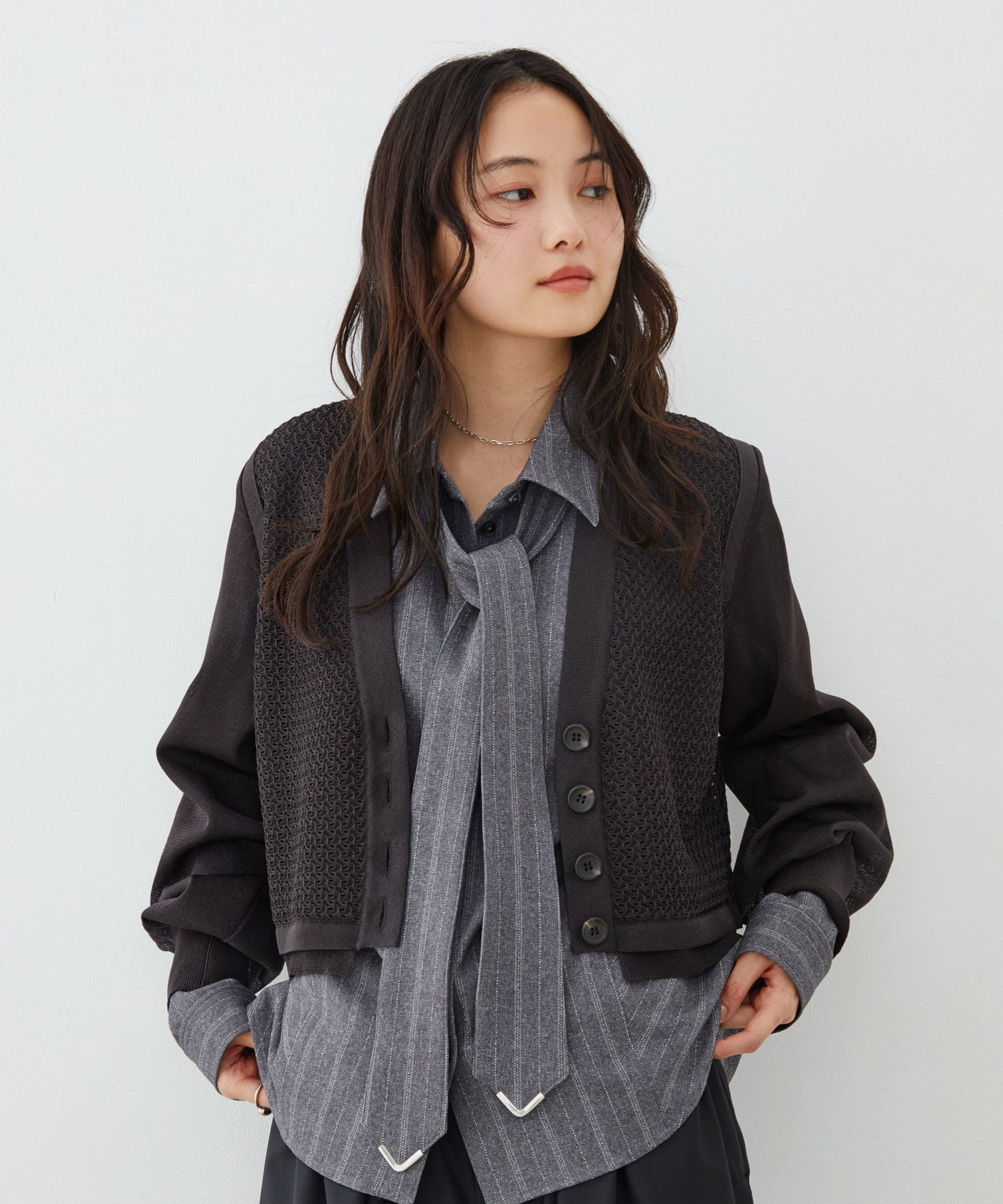 レースパターンカーディガン