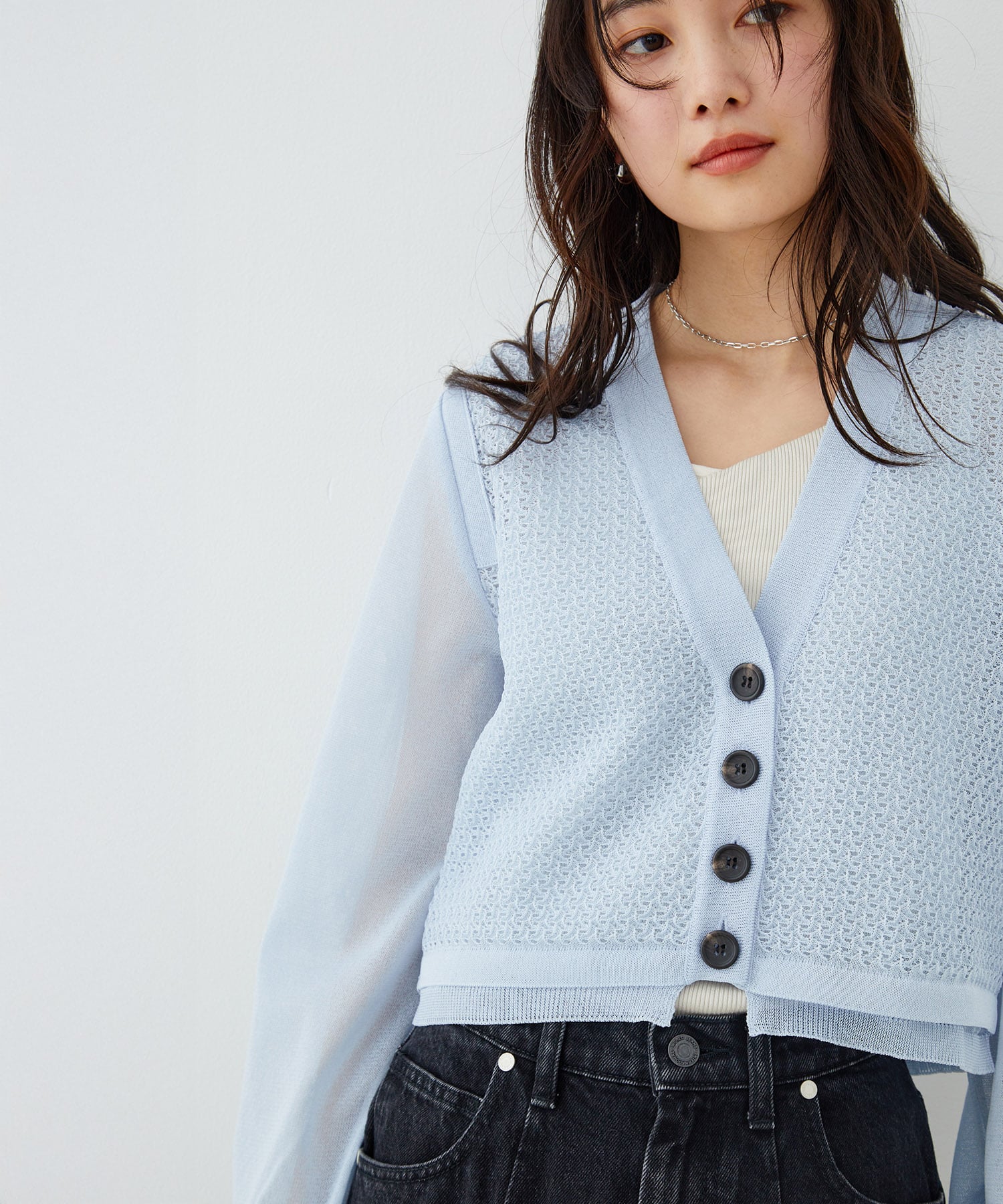 レースパターンカーディガン