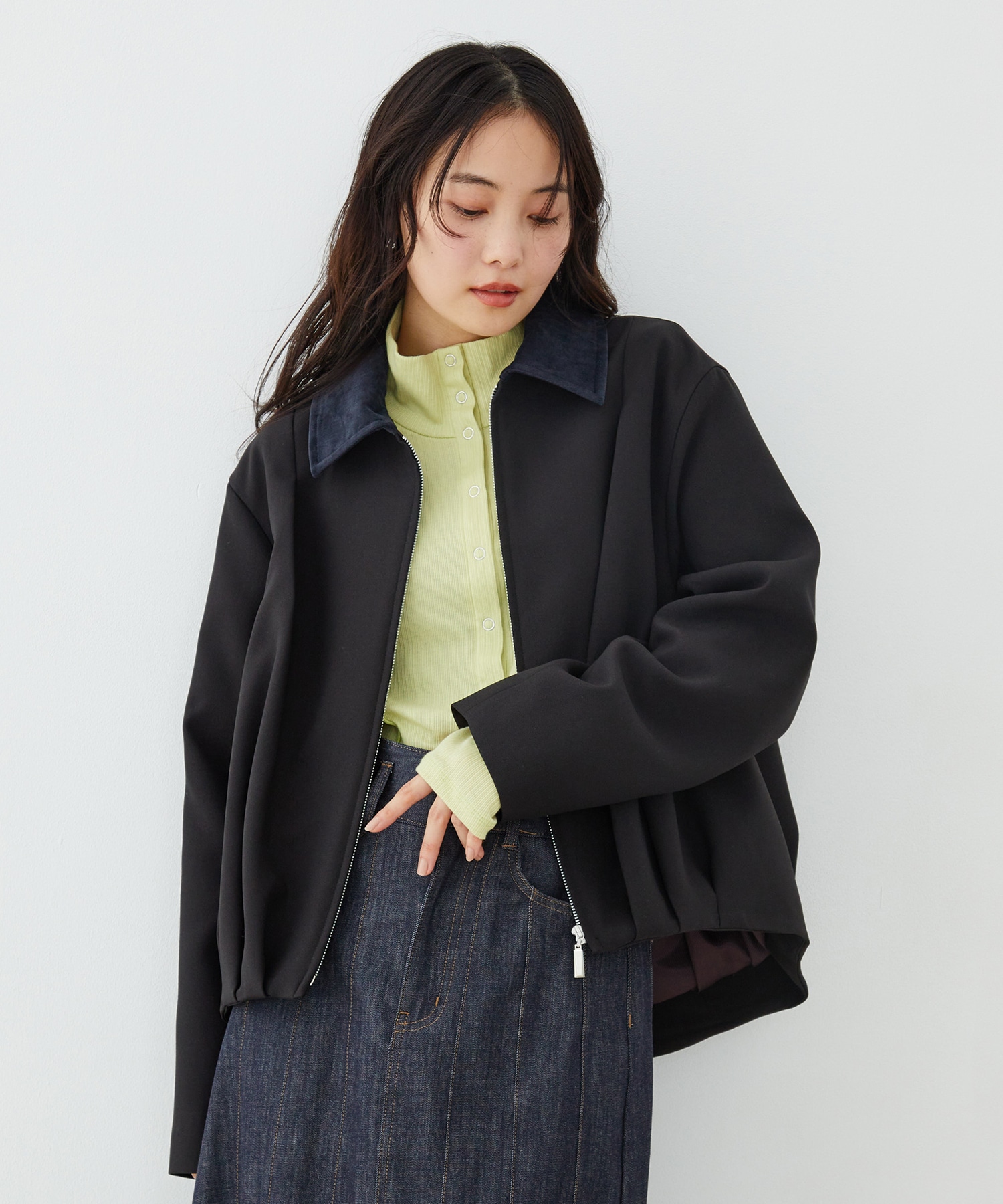 バックベルトタックブルゾン