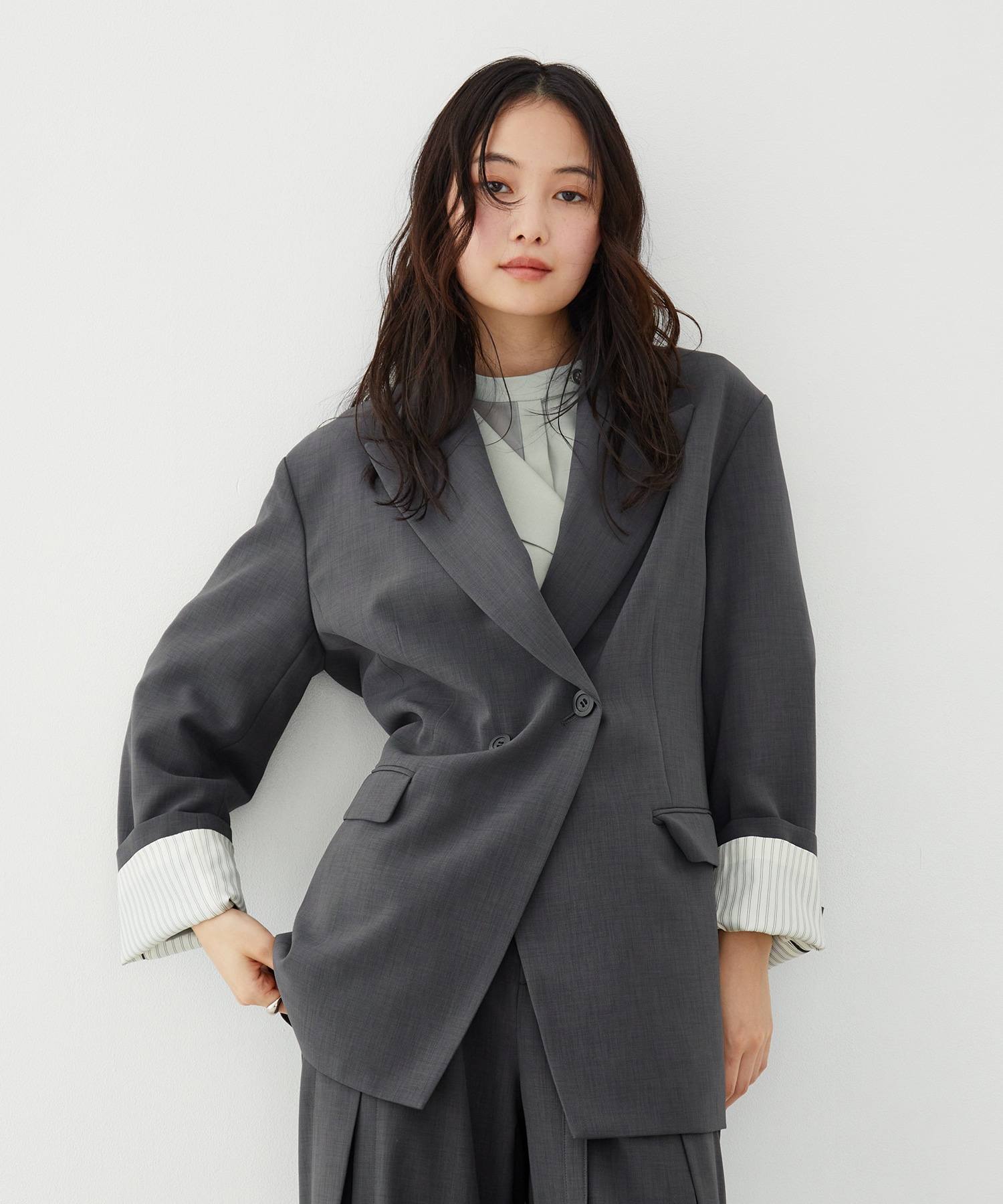 【セットアップ対応】アシメストリングテーラードジャケット