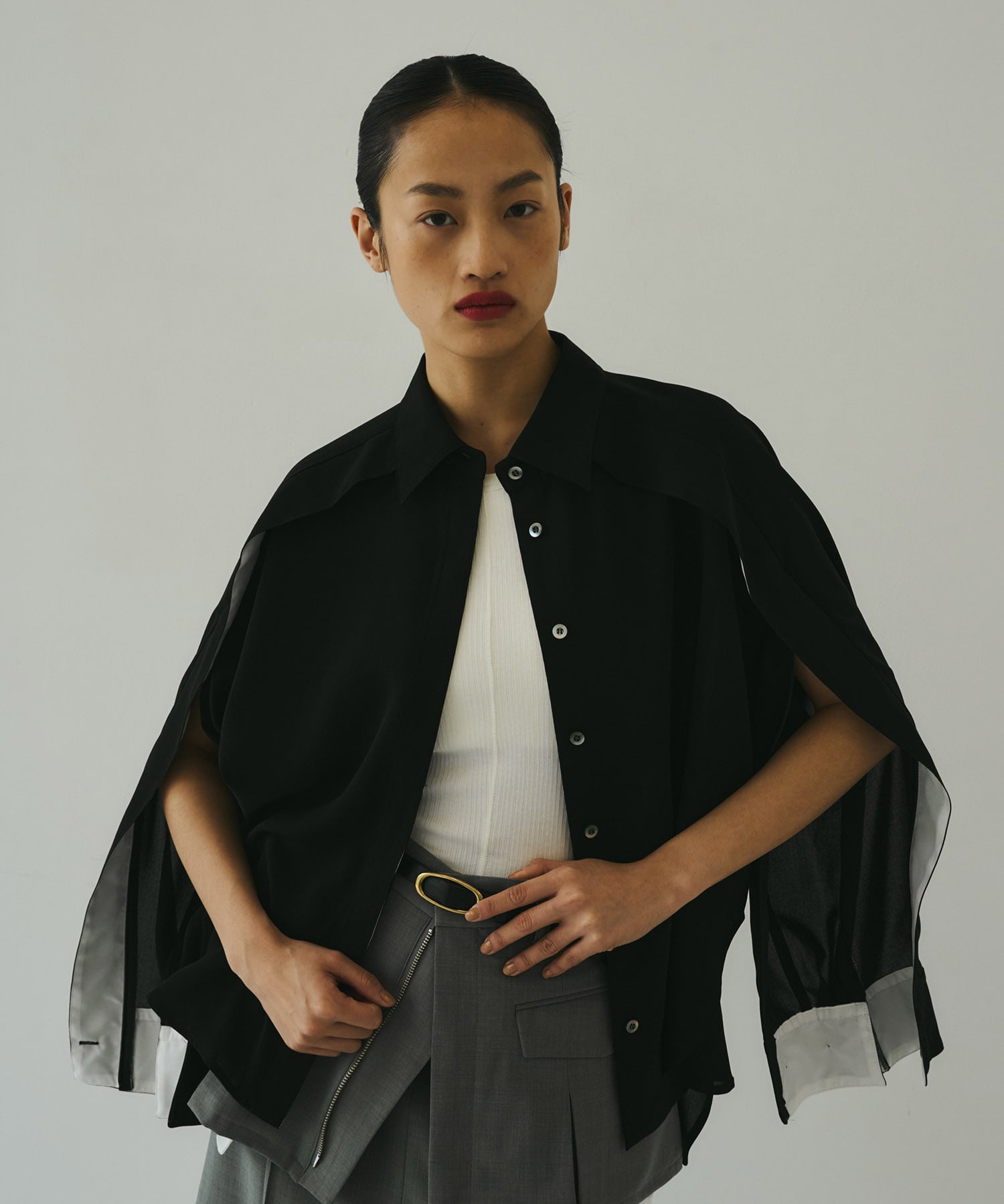 Cape Detail Sheer Over Shirt