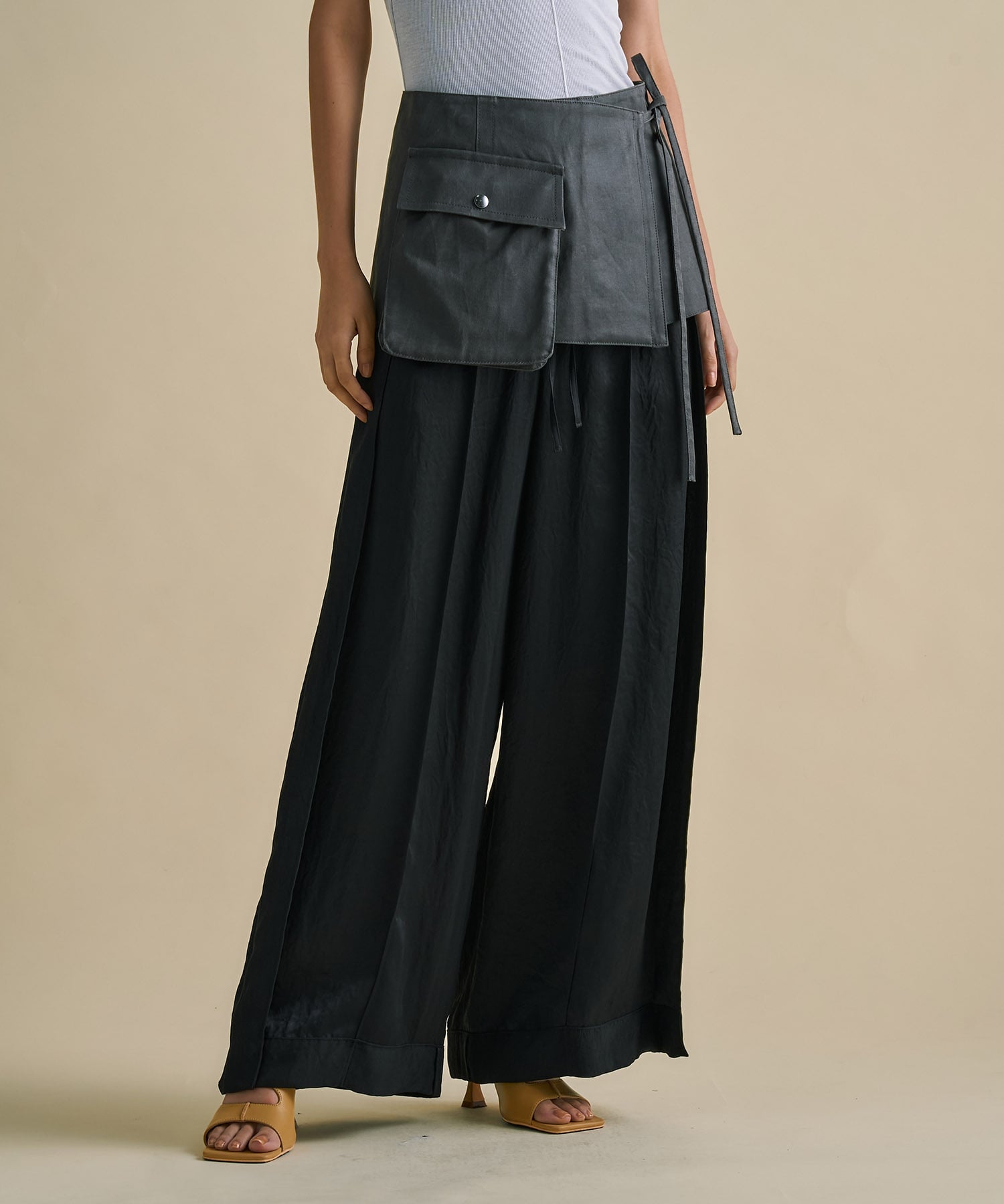 Vintage Leather Belted Satin Pants