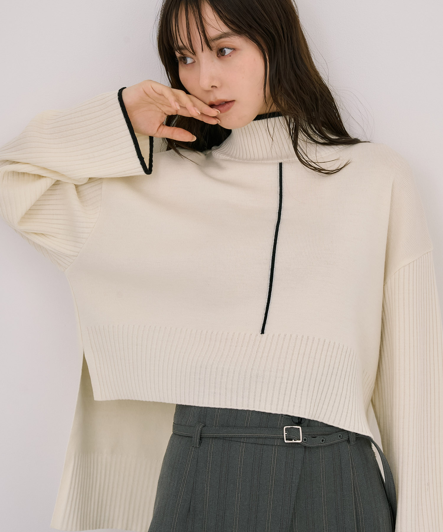 Wool100-ウォッシャブルタートルネックニット