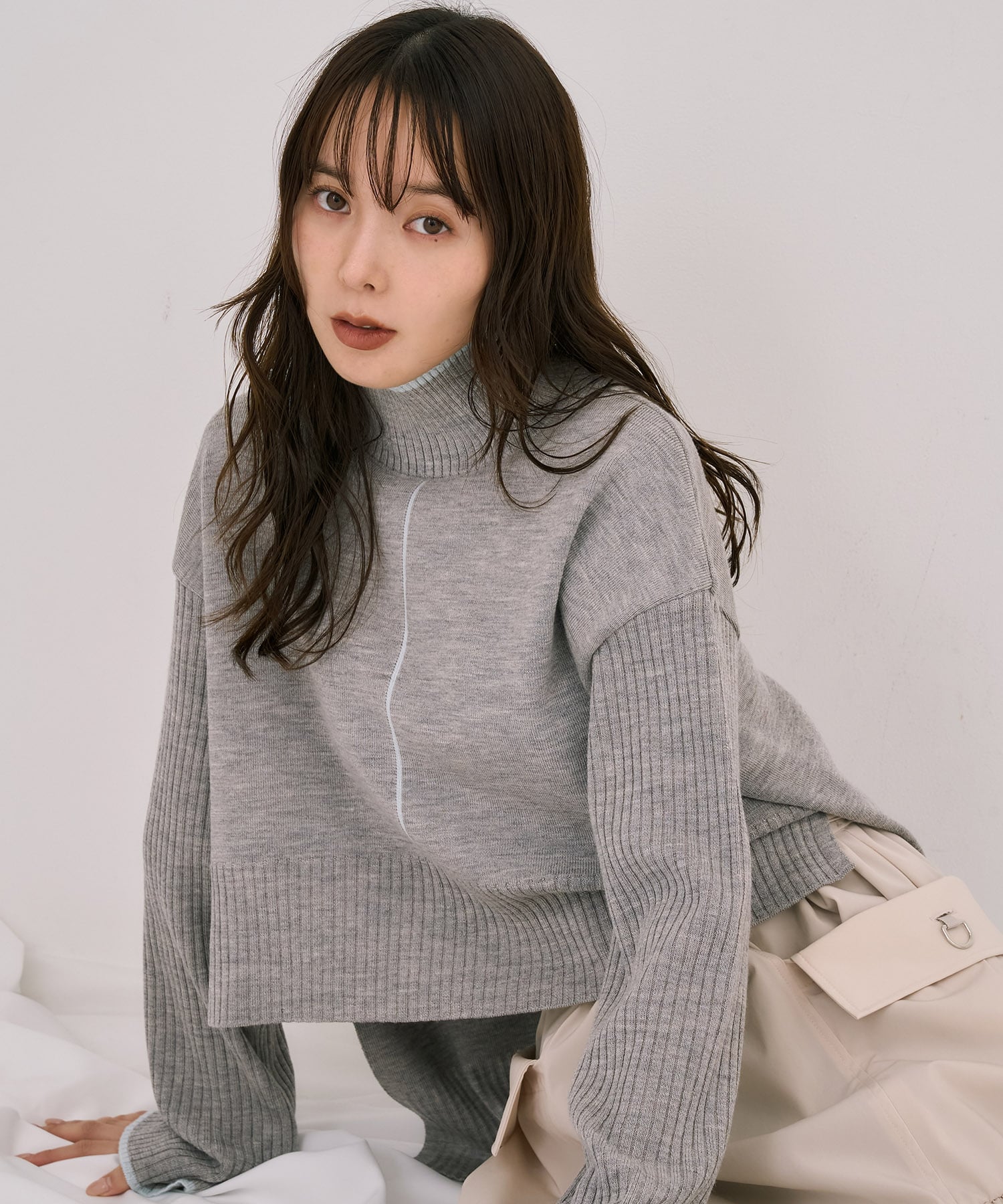 Wool100-ウォッシャブルタートルネックニット