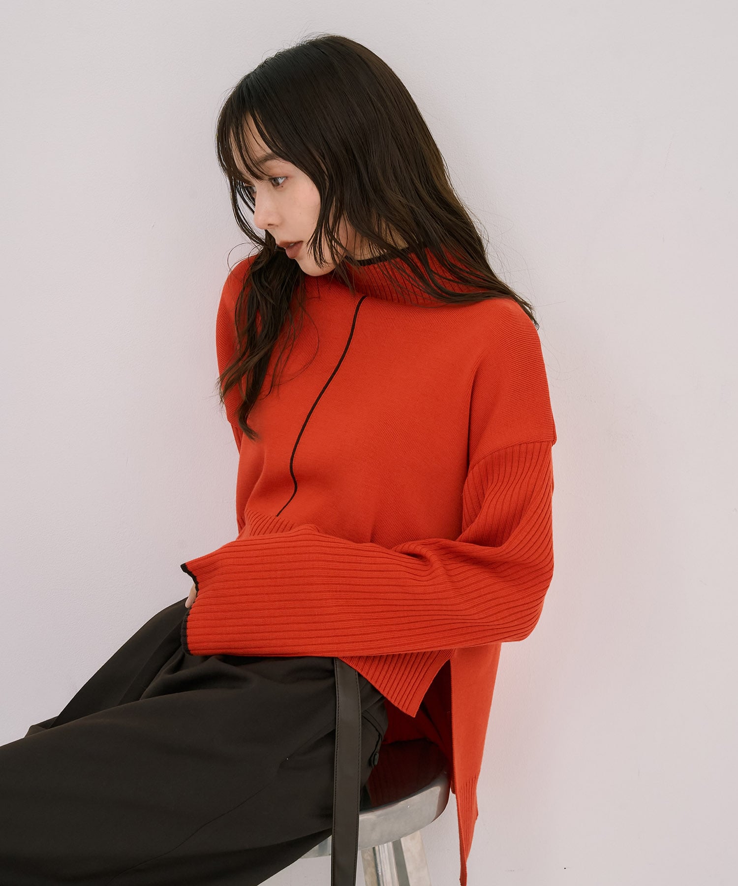 Wool100-ウォッシャブルタートルネックニット