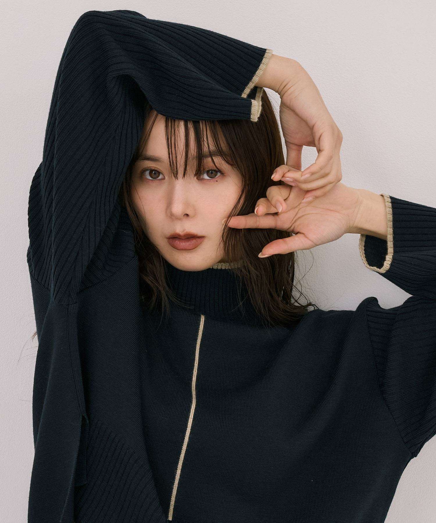 Wool100-ウォッシャブルタートルネックニット