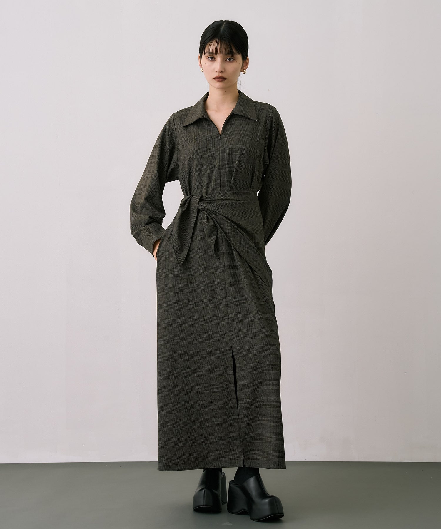 Scarf Wrapped Shirt Dress