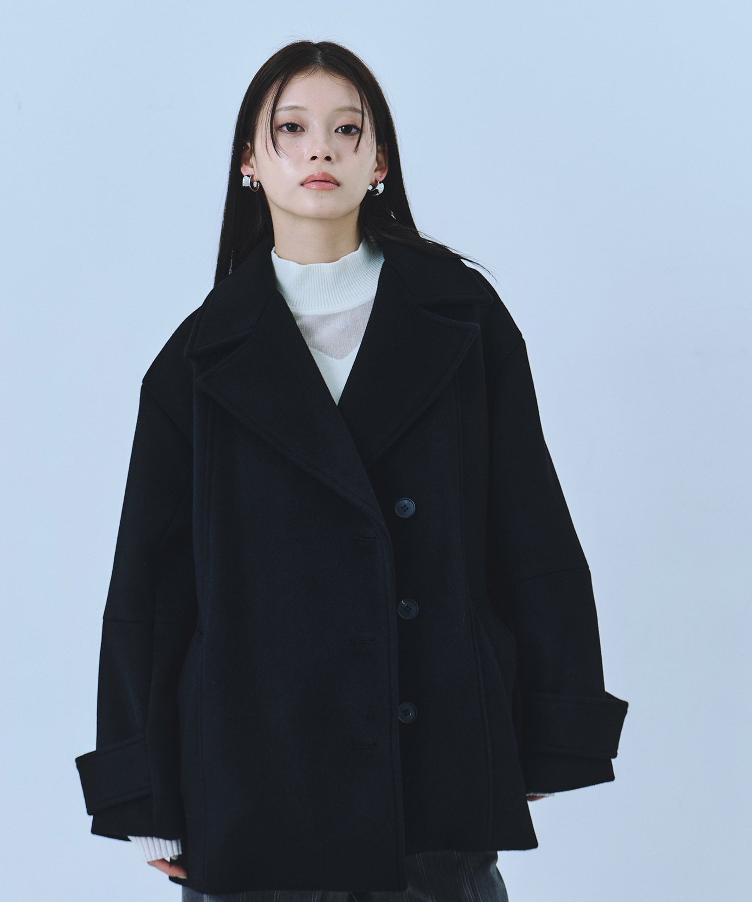 SUPER140ラペルショートコート