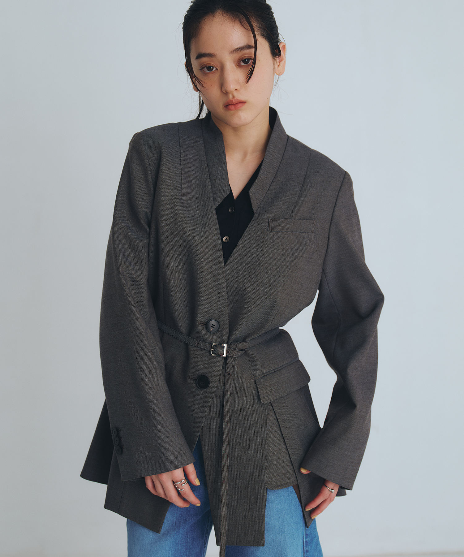 スタンドカラーテーラードジャケット