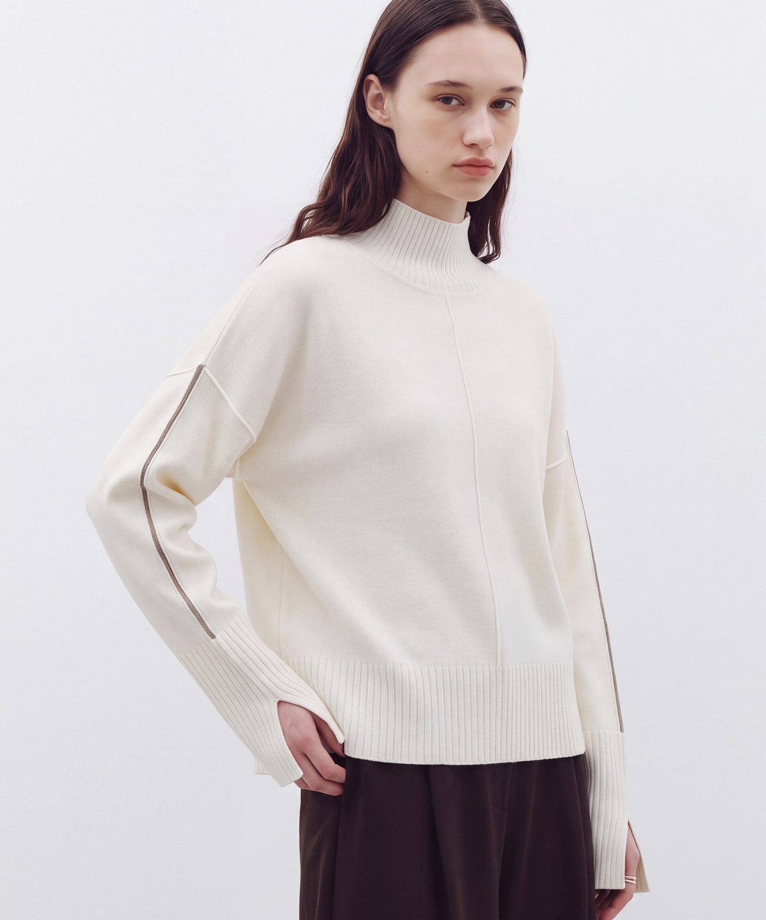 ウォッシャブルWOOLラインニット