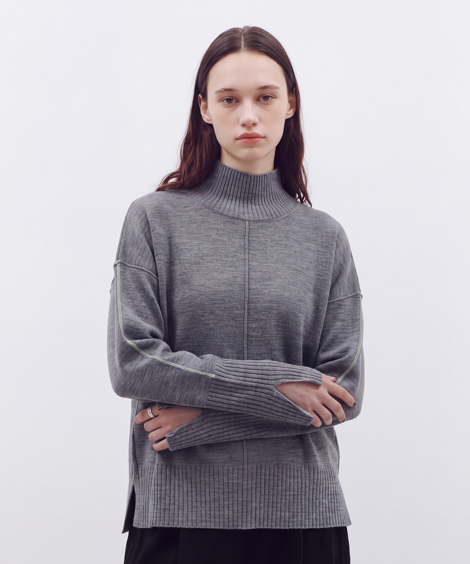 ウォッシャブルWOOLラインニット