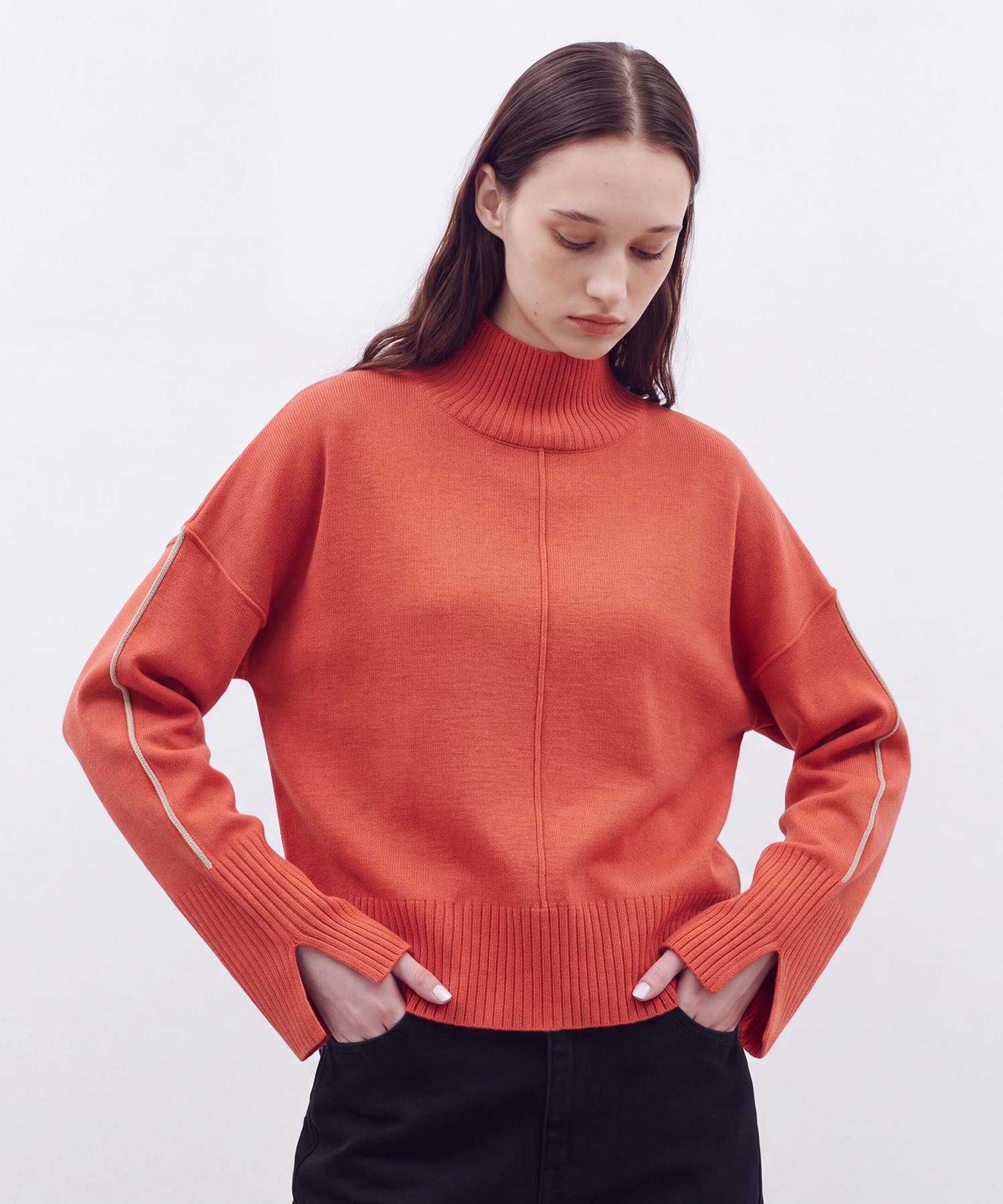 ウォッシャブルWOOLラインニット