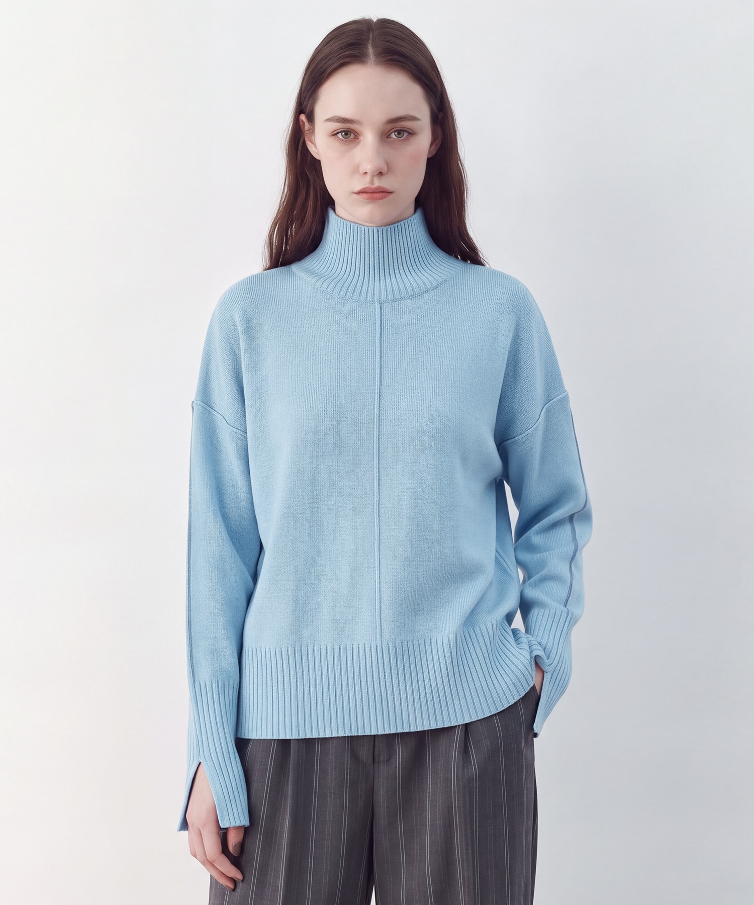 ウォッシャブルWOOLラインニット